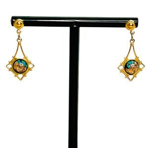 Vintage RainbowFlake Gold Tone Dangle Earrings